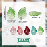 Transparent Glass Pendants, Mixed Style, Leaf, Mixed Color, 23.5x15x3.5mm, Hole: 1.5mm, 120pcs/box