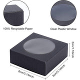 Foldable Kraft Paper Boxes, with Clear Window Paper Boxes, Square, Black, 8x8x3cm