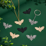 30Pcs 3 Colors Alloy Pendants, Moth with Skull, Mixed Color, 27x42.5x3mm, Hole: 2mm, 10pcs/color