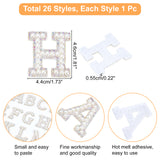 Non-woven Fabrics Clothing Patches, with ABS Imitation Pearl Beads & Resin Rhinestone, Costume Accessories, Letter A~Z, White, 43~48x20~51x5.5mm, 26pcs/set