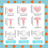 36 Sets 9 Styles Heart Flocky & Plastic Safety Craft Noses, with Spacer, for DIY Doll Toys Puppet Plush Animal Making, Mixed Color, 17~21mm, 4 sets/style