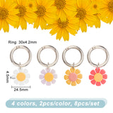 Opaque Resin Shoe Charms, with Alloy Spring Gate Rings, Daisy, Mixed Color, 55mm, 4 colors, 2pcs/color, 8pcs/set