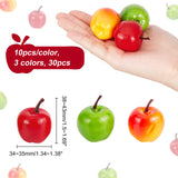 30Pcs 3 Colors Mini Foam Imitation Apples, Artificial Fruit, for Dollhouse Accessories Pretending Prop Decorations, Mixed Color, 38~43x34~35mm, 10pcs/color