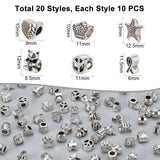 Tibetan Style Alloy European Beads, Large Hole Beads, Lead Free, Mixed Shapes, Antique Silver, 200pcs/box