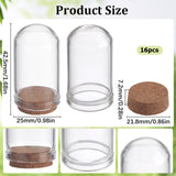 16Pcs Glass Dome Cloche Cover, Bell Jar, with Cork Base, For Doll House Container, Dried Flower Display Decoration, Clear, 44.5x25mm, Capactiy: about 9ml(0.3 fl. oz)