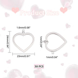 201 Stainless Steel Pendants, Heart, Stainless Steel Color, 23x24x1mm, Hole: 1.6mm and 1mm, 30pcs/box