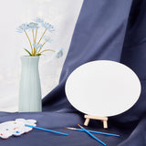 Wood and Linen Painting Canvas Panels, Blank Drawing Boards, for Oil & Acrylic Painting, Oval, White, 18x24x0.3cm