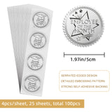 Custom Silver Foil Embossed Picture Sticker, Award Certificate Seals, Metallic Stamp Seal Stickers, Flower with Word Honor Roll, Star Pattern, 5cm, 4pcs/sheet