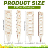 4Pcs 2 Style Wooden Grass Gauges, Grass Marker, Floral White, 220~228x54.5~55x4.5mm, 2pcs/style