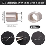 200Pcs 925 Sterling Silver Spacer Beads, Column, Silver, 1.4x1.2mm, Hole: 0.6mm