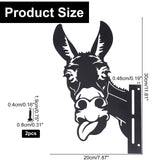 Iron Peeping Donkey Metal Art Farm Garden Decor, with Screws, for Outdoor Garden Decoration, Electrophoresis Black, 300x200mm, Hole: 4.8mm