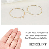 Long-Lasting Plated Brass Hoop Earrings Findings, Nickel Free, RingVacuum Packing, Real 18K Gold Plated, 31x0.9mm, Pin: 1mm, 30pcs/box