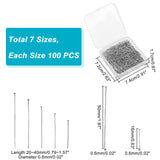 304 Stainless Steel Flat Head Pins, Stainless Steel Color, 700pcs/box