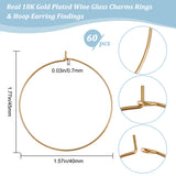 60Pcs 316 Surgical Stainless Steel Wine Glass Charms Rings, Hoop Earring Findings, DIY Material for Basketball Wives Hoop Earrings, Real 18K Gold Plated, 21 Gauge, 45x40x0.7mm, Pin: 0.7mm