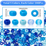 1000Pcs 5 Colors Opaque & Transparent Plastic Beads, Barrel, Mixed Color, 9x6mm, Hole: 3.8mm, 200pcs/color