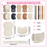 4 Sets 4 Colors DIY PU Imitation Leather Underarm Bag Knitting Mesh Sheet, Template for Horseshoe Shape Purse Making, Mixed Color, 14.5~42x4~19cm, 1 set/color