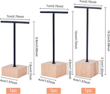 T Bar Iron & Wood Earring Displays Sets, T Bar with Two Holes, BurlyWood, 7x4x11.5~16cm