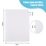 A4 Binder Divider Pages, Index Page, Rectangle, White, 298x220x0.3mm, Hole: 6mm & 10x6.5mm, 5pcs/set