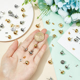 304 Stainless Steel Stud Earring Findings, with Loop, Dome/Half Round, Mixed Color, 40pcs/box