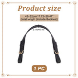 PU Imitation Leather Bag Handles, for Purse Bag Making Repair Replacement, with Alloy Findings, Black, 45~52x2.15cm