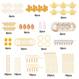 DIY Dangle Earring Making Kits, Including 201 Stainless Steel Link, Alloy Pendants & Beads & Linking Rings & Stud Earring Findings, Glass Beads, Acrylic Pendants, Brass Earring Hooks, Golden, 124pcs/box