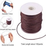 Waxed Cotton Thread Cords, Saddle Brown, 1.5mm, about 100yards/roll