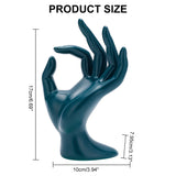Resin Mannequin Hand Jewelry Display Holder Stands, OK Shaped Hand Ring Jewelry Organizer Rack for Ring, Bracelet, Watch, Dark Green, 10x7x17cm