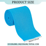 15M 15 Colors Polyester Flat Elastic Rubber Band, Webbing Garment Sewing Accessories, Mixed Color, 50mm, 1m/color
