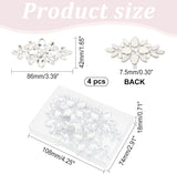 4Pcs Glass Cabochons(Hot Melt Adhesive On The Back), Garment Accessories, Flower, Clear, 42x86x7.5mm, Hole: 1mm