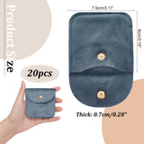 Velvet Jewelry Flap Pouches, Envelope Bag with Snap Button for Earrings, Bracelets, Necklaces Packaging, Square, Gray, 8x7.9cm