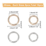 16Pcs 4 Styles Alloy Crystal Rhinestone Spring Gate Rings, Ring Shape, Platinum & Golden, 28.5~34x5mm, Inner Diameter: 19~24.5mm, 4pcs/style