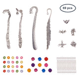 DIY Bookmark Making, Tibetan Style Alloy Pendants and Links Bookmarks, Transparent Acrylic Beads and Iron Eye Pin, Mixed Color