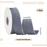 9M Polycotton(Polyester Cotton) Herringbone Ribbon, for Garment Accessories, Midnight Blue, 1 inch(25mm), about 9.84 Yards(9m)/Roll