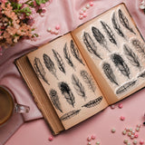 PVC Stamps, for DIY Scrapbooking, Photo Album Decorative, Cards Making, Stamp Sheets, Film Frame, Feather, 21x14.8x0.3cm