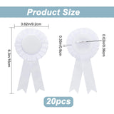 Award Ribbon Shape Tinplate Badge Pins, Blank Button Pin Brooch for Party Accessory, White, 160x92x9mm, Pin: 0.6mm