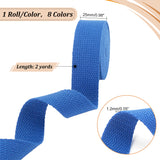 16 Yards 8 Colors Flat Polycotton Bands, for Bag Strap Making, Mixed Color, 25x1.2mm, 2 yards/color