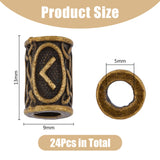 1 Set Alloy European Beads, Large Hole Beads, Column with Rune/Futhark/Futhorc, Antique Bronze, 13x9mm, Hole: 5mm, 24pcs/set