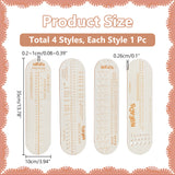 4Pcs 4 Styles Wood Knitting Ruler, Oval, for Sock Making, Linen, 350x10x2.6mm, Hole: 2~10mm, 2pcs/style