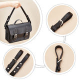 Cowhide Leather Bag Handles, for Bag Replacement Accessories, Black, 45.5x2.3x2.8cm