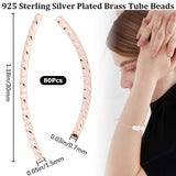 80Pcs Rack Plating Brass Curved Tube Beads, Cadmium Free & Lead Free, Long-Lasting Plated, Rose Gold, 30x1.5mm, Hole: 0.7mm