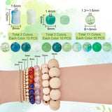 370Pcs 15 Style Glass Beads, Round & Column & Bamboo Stick, Green, 8~12x6~9mm, Hole: 1.3~1.6mm