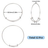 12Pcs Adjustable 304 Stainless Steel Expandable Bangle Making, Stainless Steel Color, 0.15~0.85cm, Inner Diameter: 2-3/8 inch(6.05cm)