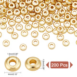200Pcs Brass Spacer Beads, Disc, Real 18K Gold Plated, 4x1.6mm, Hole: 1.5mm