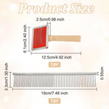 2Pcs 2 Styles Stainless Steel Pet Combs, Cat Dog Pet Grooming Fine Tooth Hair Combs, Rectangle, Stainless Steel Color, 125~190x33~61x5.5~25mm, 1pc/style