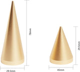 Aluminum Alloy Finger Ring Display Holder, Cone Shaped Display Stand, Gold, 29.5x78mm, 29.5x45mm, 2pcs/set