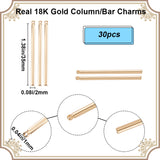 30Pcs Brass Pendants, Column/Bar, Real 18K Gold Plated, 35x2mm, Hole: 1mm