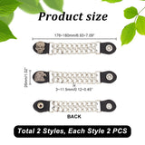 4Pcs 2 Style PU Leather Biker Vest Extenders, with Iron Double Chain, Alloy Findings, Black, 176~180x26x3~11.5mm, 2pcs/style