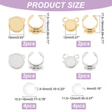 DIY Flat Round Blank Dome Cuff Ring Making Kit, Including 304 Stainless Steel Ring Components, Glass Cabochons, Golden & Stainless Steel Color, 16Pcs/box