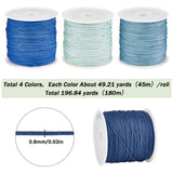 4 Rolls 4 Colors Nylon Chinese Knot Cord, Nylon String Jewelry Bead Cord for Custom Woven Jewelry Making, Mixed Color, 0.8mm, about 49.21 yards(45m)/roll, 1 roll/color