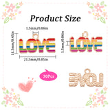 Rainbow Color Alloy Enamel Pendants, Word LOVE with Rainbow, Light Gold, 11.5x21.5x1.5mm, Hole: 1.5mm, 30pcs/box